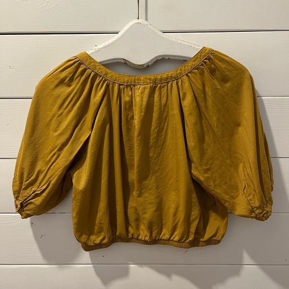 Aerie Mustard Puff Sleeve Crop Top – Size S - Picture 9 of 9